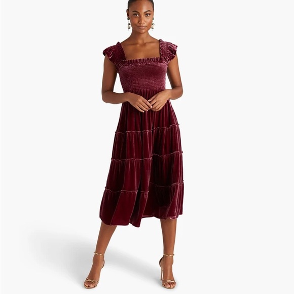 Hill House Ellie Nap Dress in Wine Velvet - Picture 2 of 6